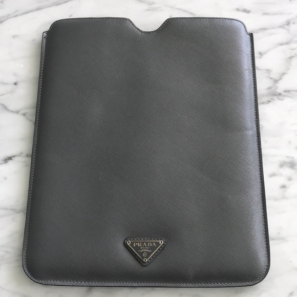 REDUCED - Prada iPad Case - Gray Leather (NEW)
